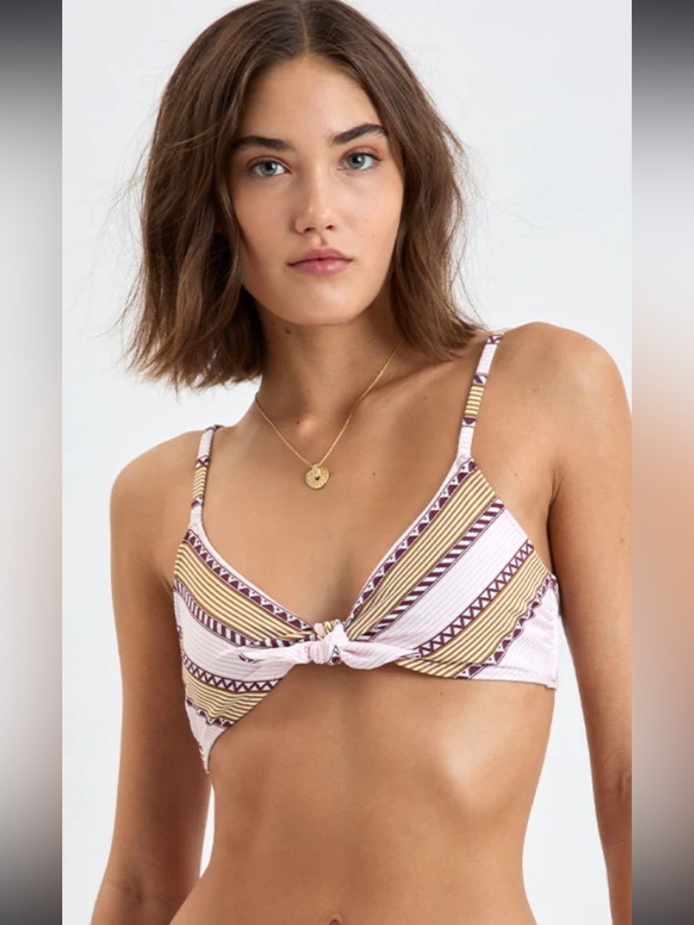NWT Lemlem Stripe Knot Front Bikini Top